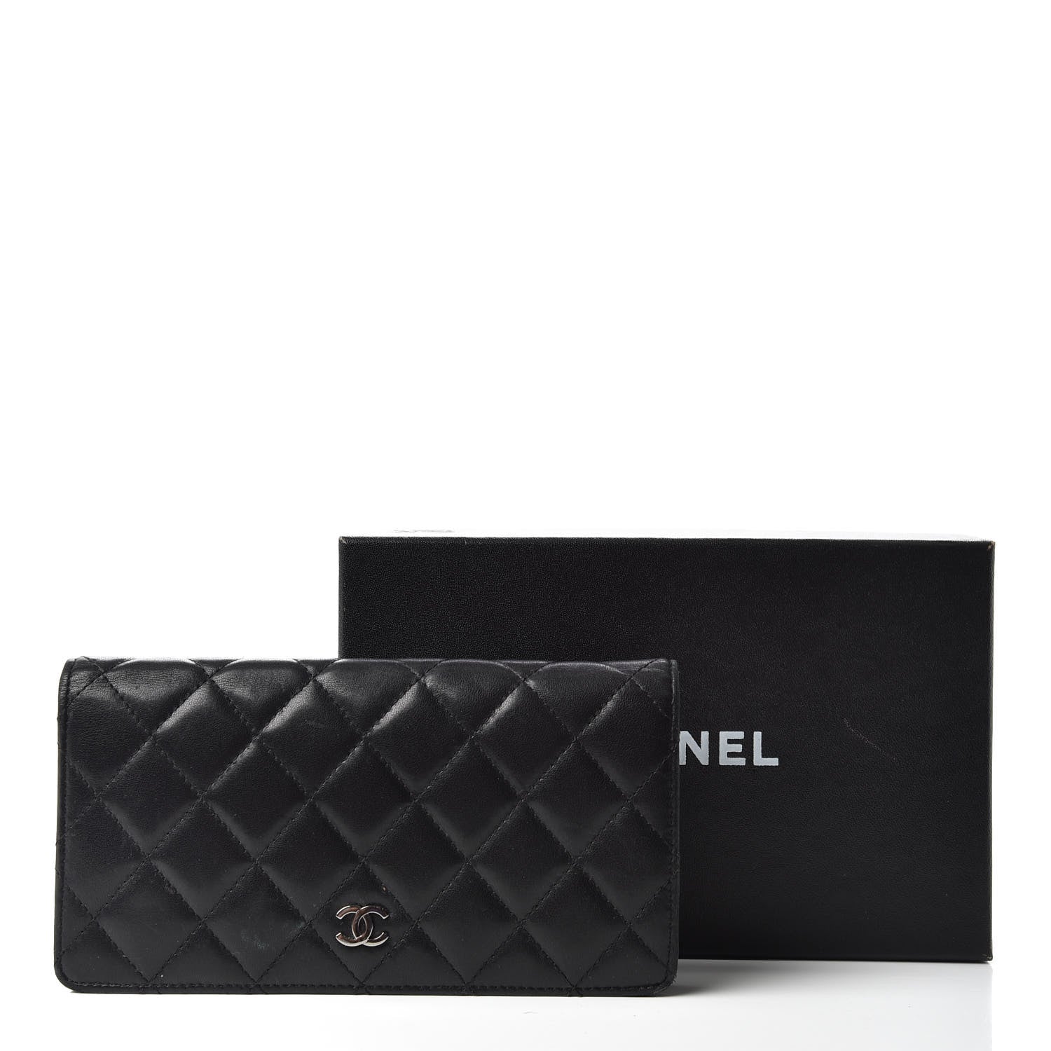 Chanel Lambskin Quilted Yen Wallet Black 9 of 9