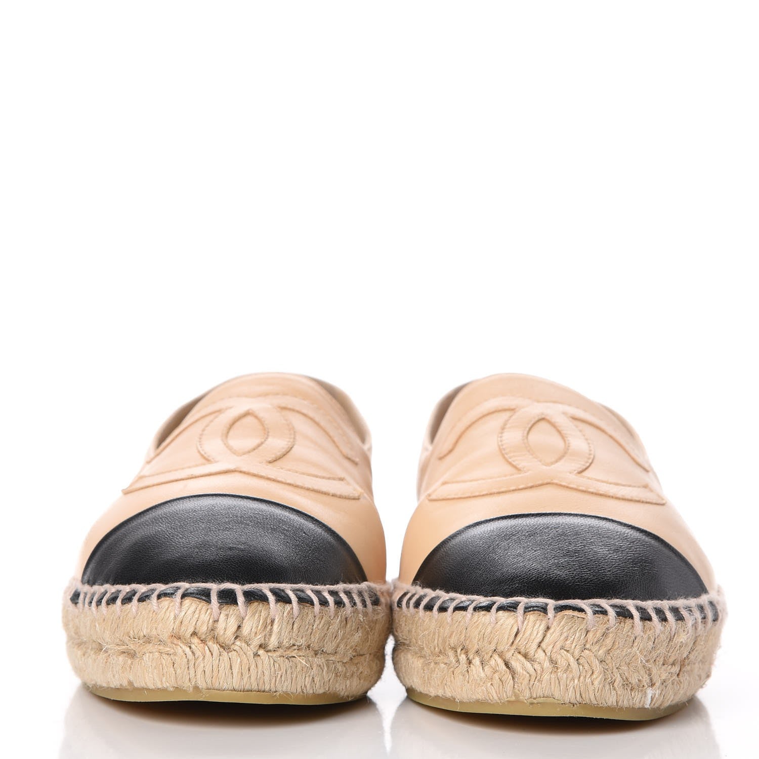 Chanel Lambskin CC Espadrilles 38 Beige Black 2 of 14