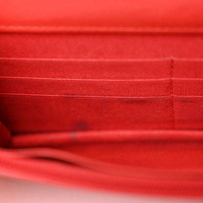 Chanel Goatskin Diagonal Quilted Wallet On Chain WOC Red 12 of 12
