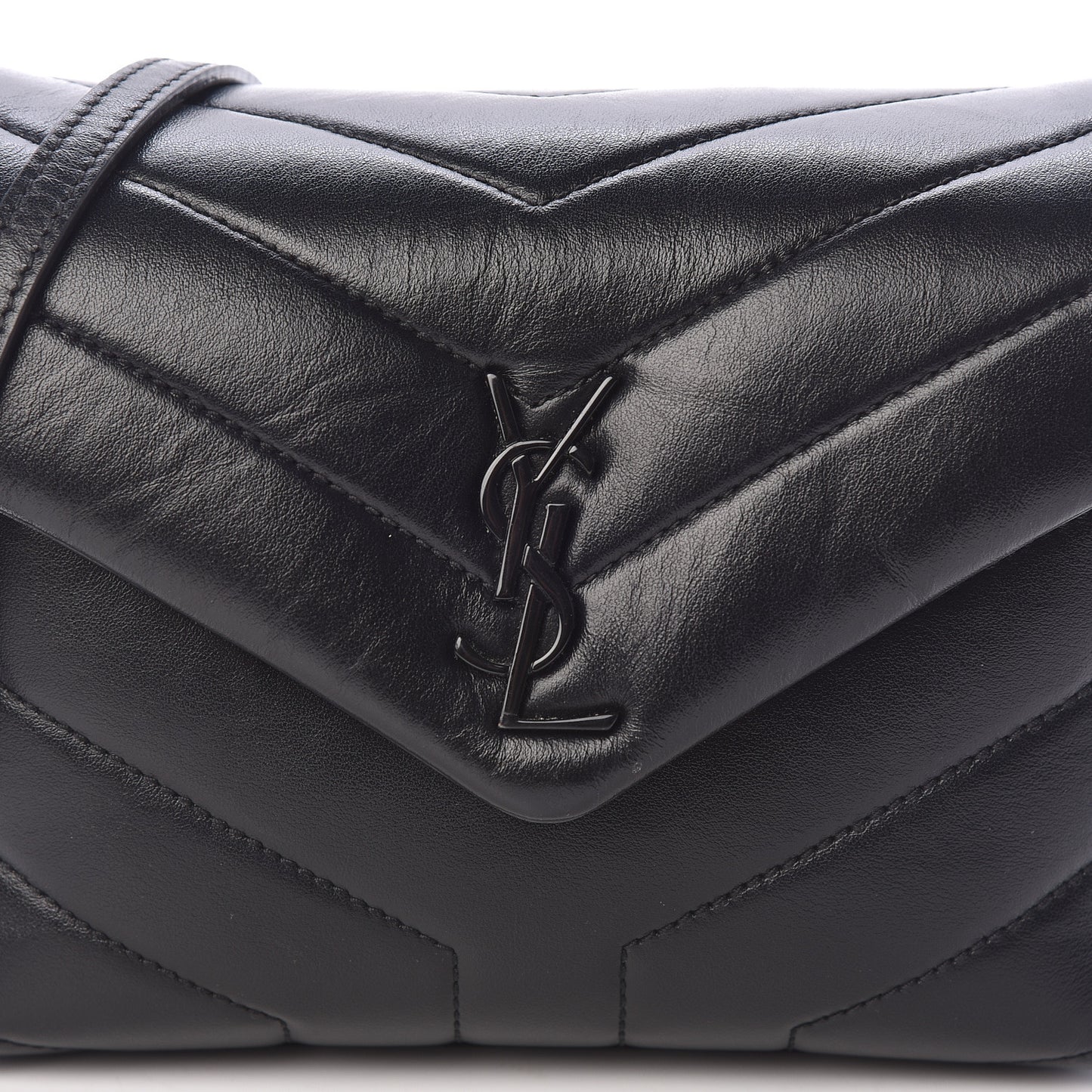 Calfskin Y Quilted Monogram Toy Loulou Crossbody Bag Black