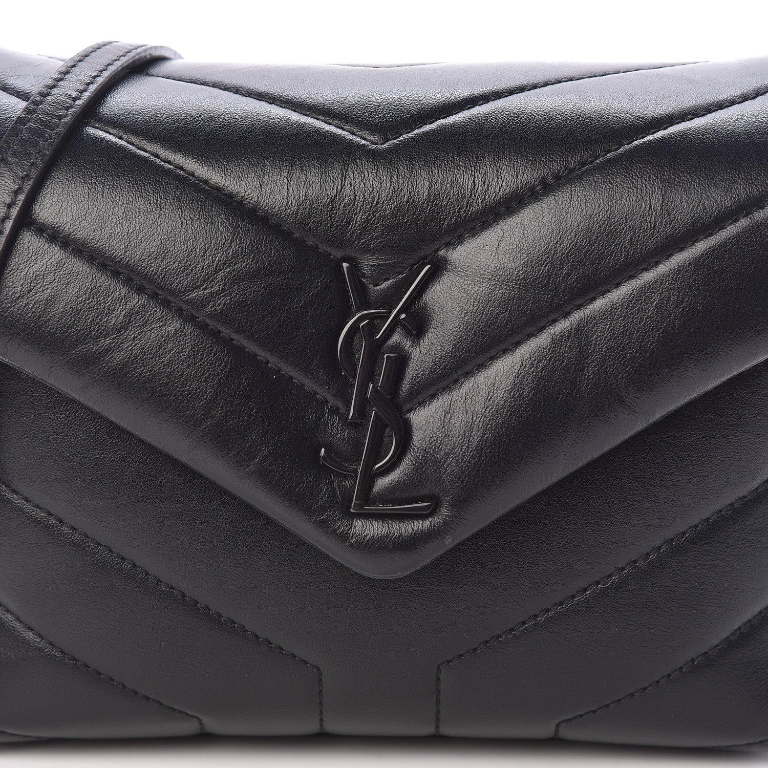 Saint Laurent Calfskin Y Quilted Monogram Toy Loulou Crossbody Bag Black 8 of 11