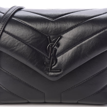 Saint Laurent Calfskin Y Quilted Monogram Toy Loulou Crossbody Bag Black 8 of 11