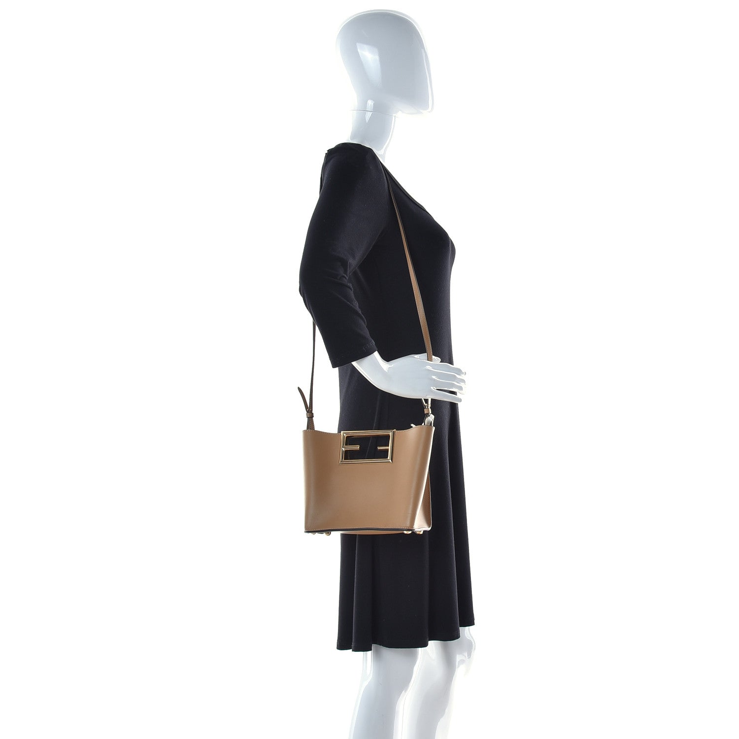 Fendi Vitello King Small Fendi Way Tote Miele Scuro 2 of 12