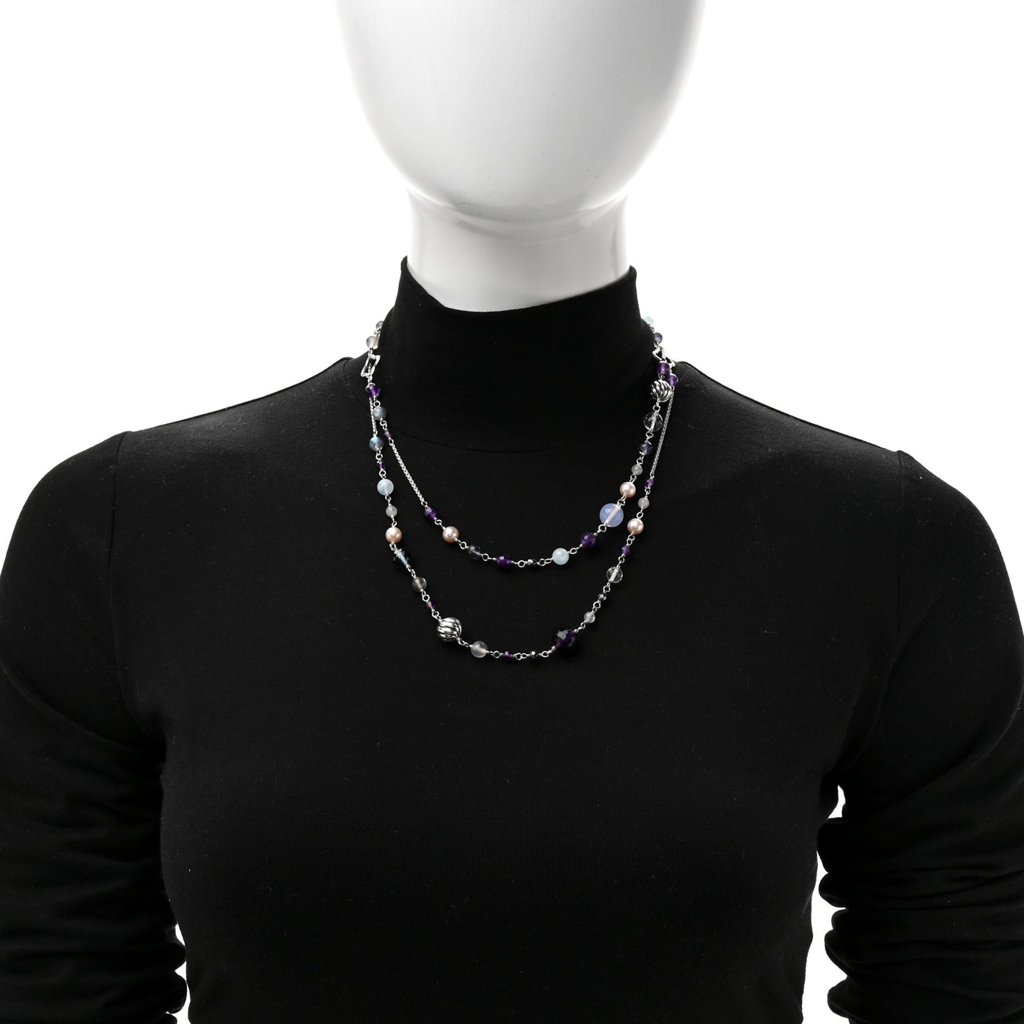 Sterling Silver Multi Gemstone Elements Station Necklace