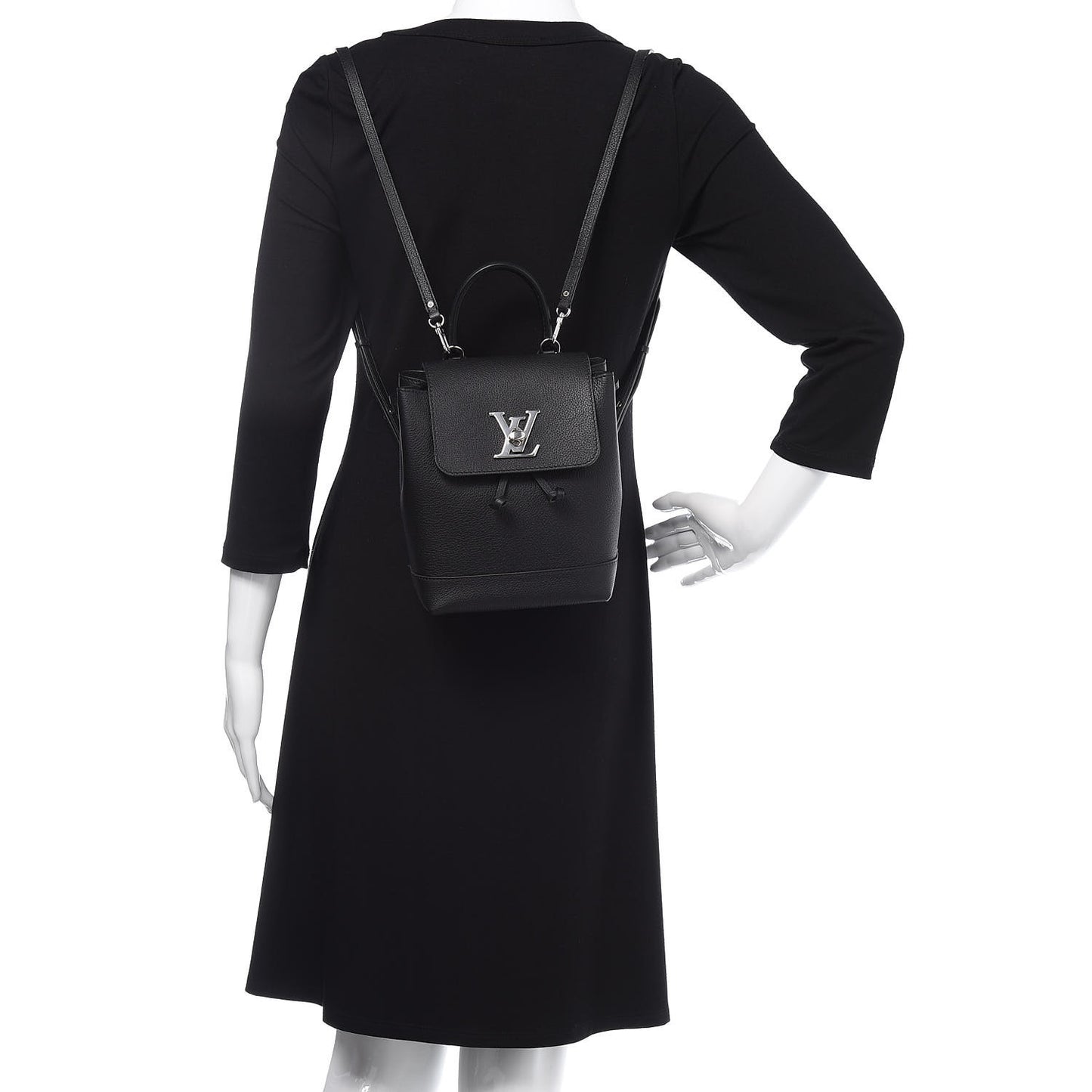 Calfskin Lockme Mini Backpack Black