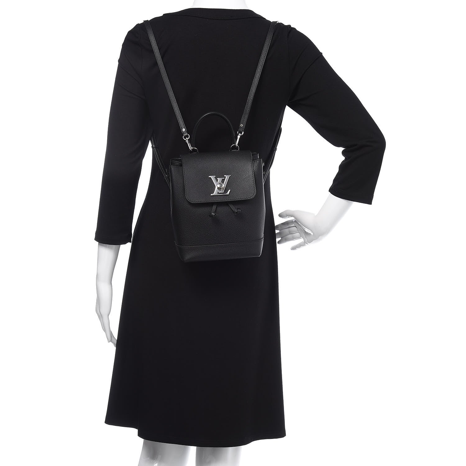Louis Vuitton Calfskin Lockme Mini Backpack Black 2 of 9