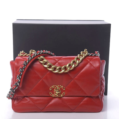 Chanel Goatskin Quilted Large Chanel 19 Flap Red 11 of 11