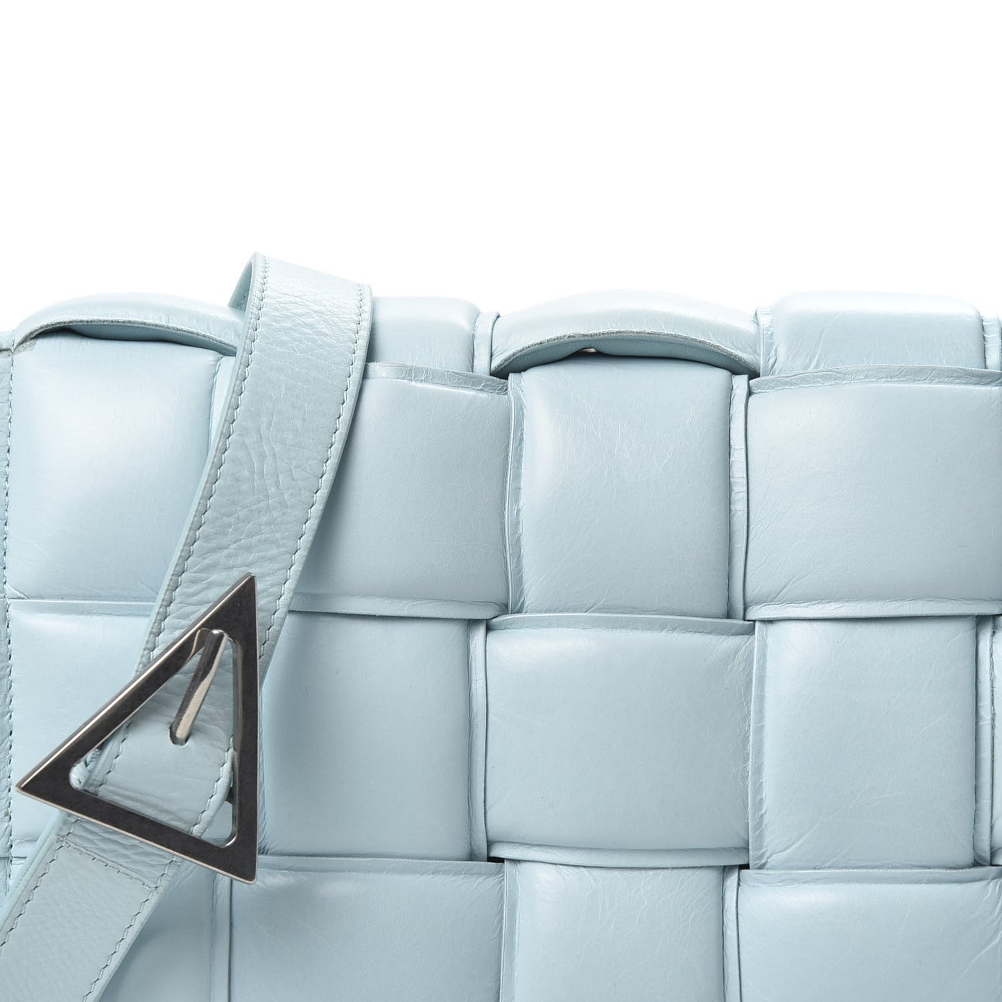 Paper Calfskin Maxi Intreccio Padded Cassette Crossbody Bag Ice