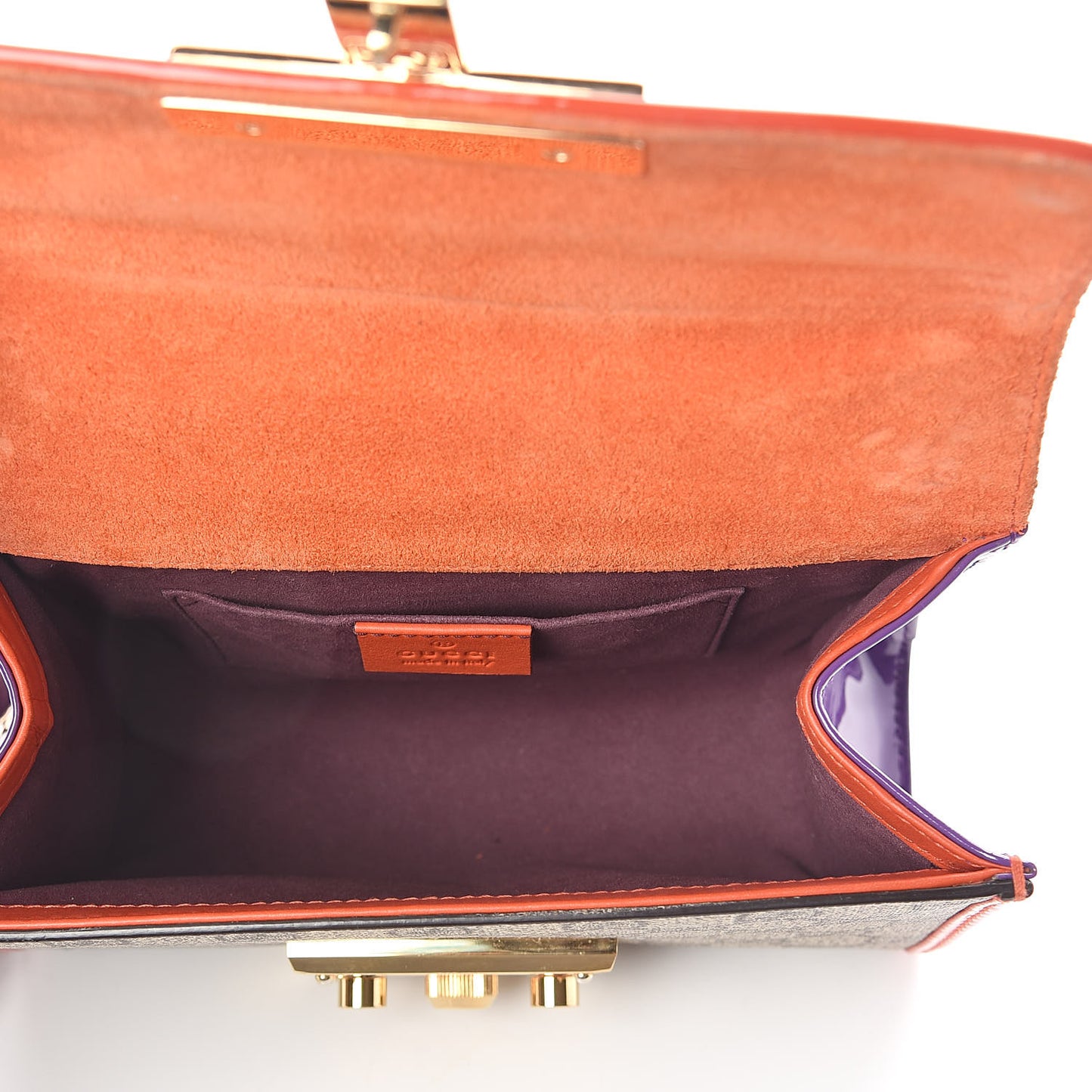 GG Supreme Monogram Patent Small Padlock Shoulder Bag Multicolor