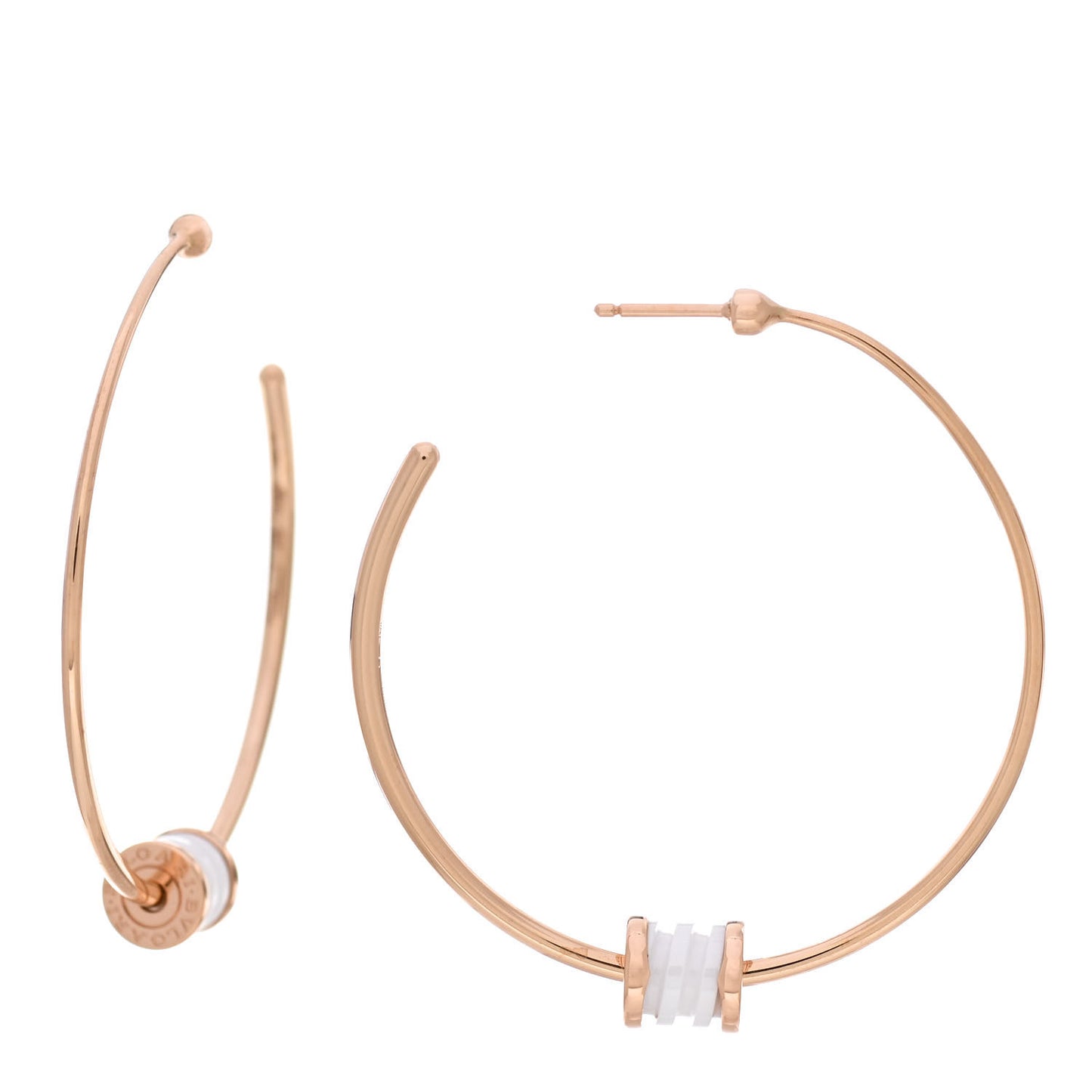 18K Rose Gold White Ceramic Large B.Zero1 Hoop Earrings