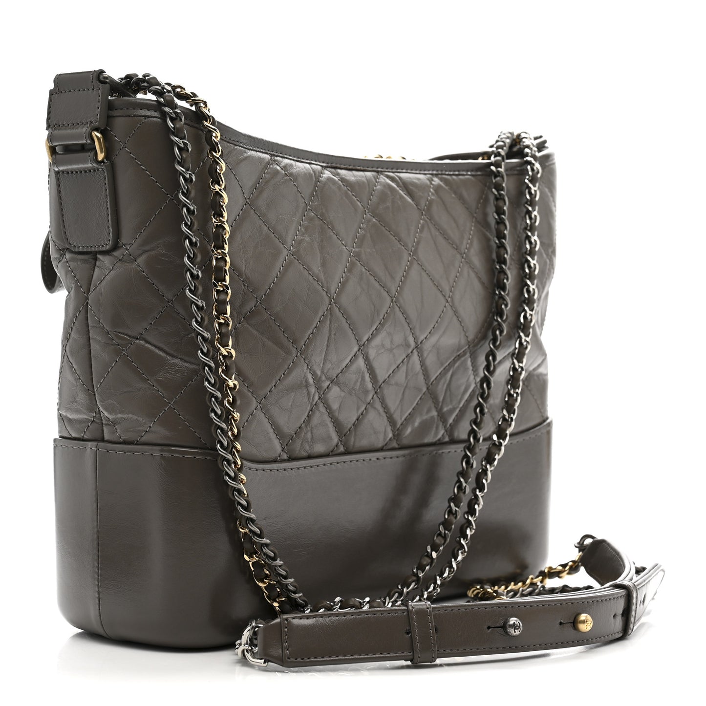 Aged Calfskin Quilted Medium Gabrielle Hobo Grey