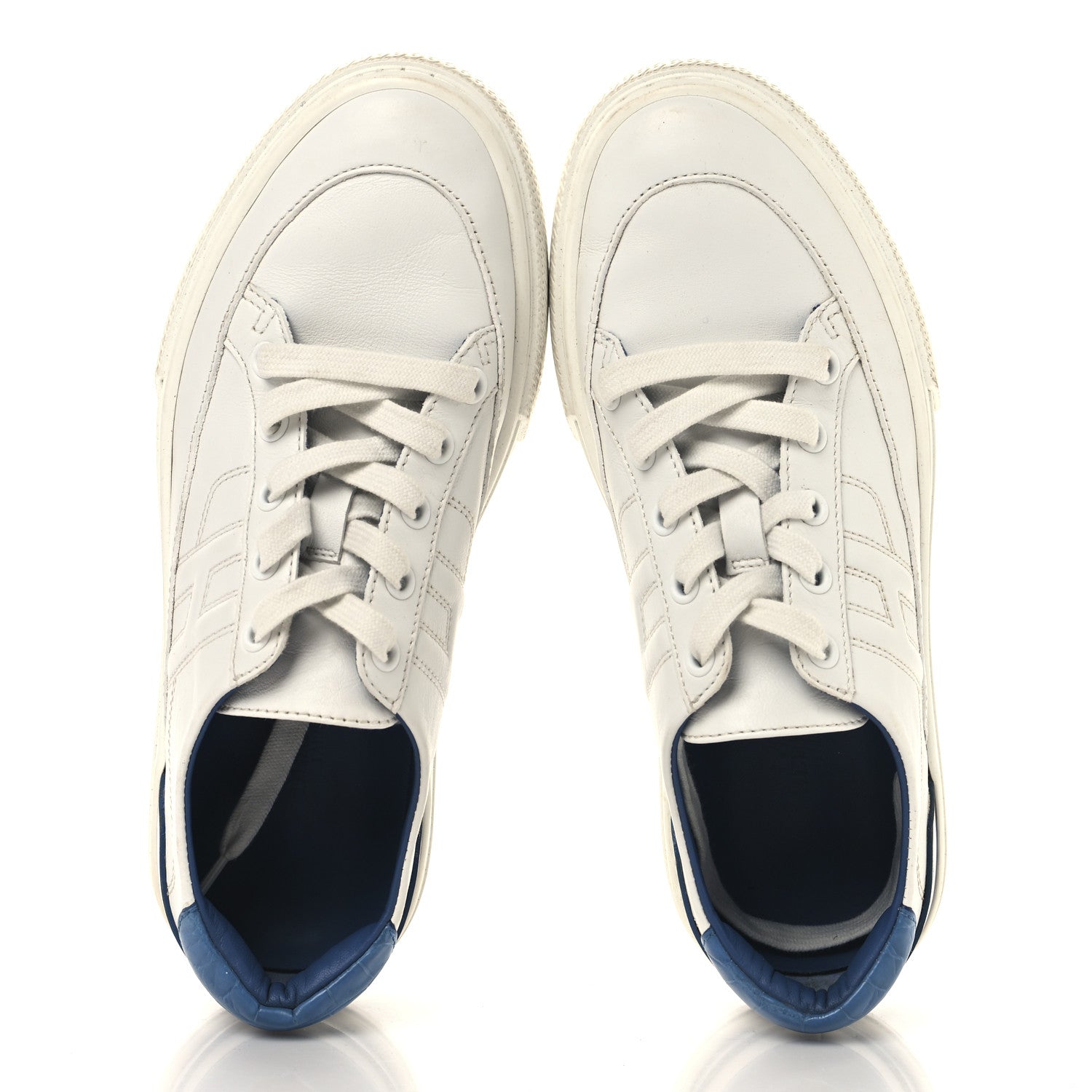 Hermes Matte Niloticus Crocodile Calfskin Deep Sneakers 37 White Bleu Bleuet 2 of 10