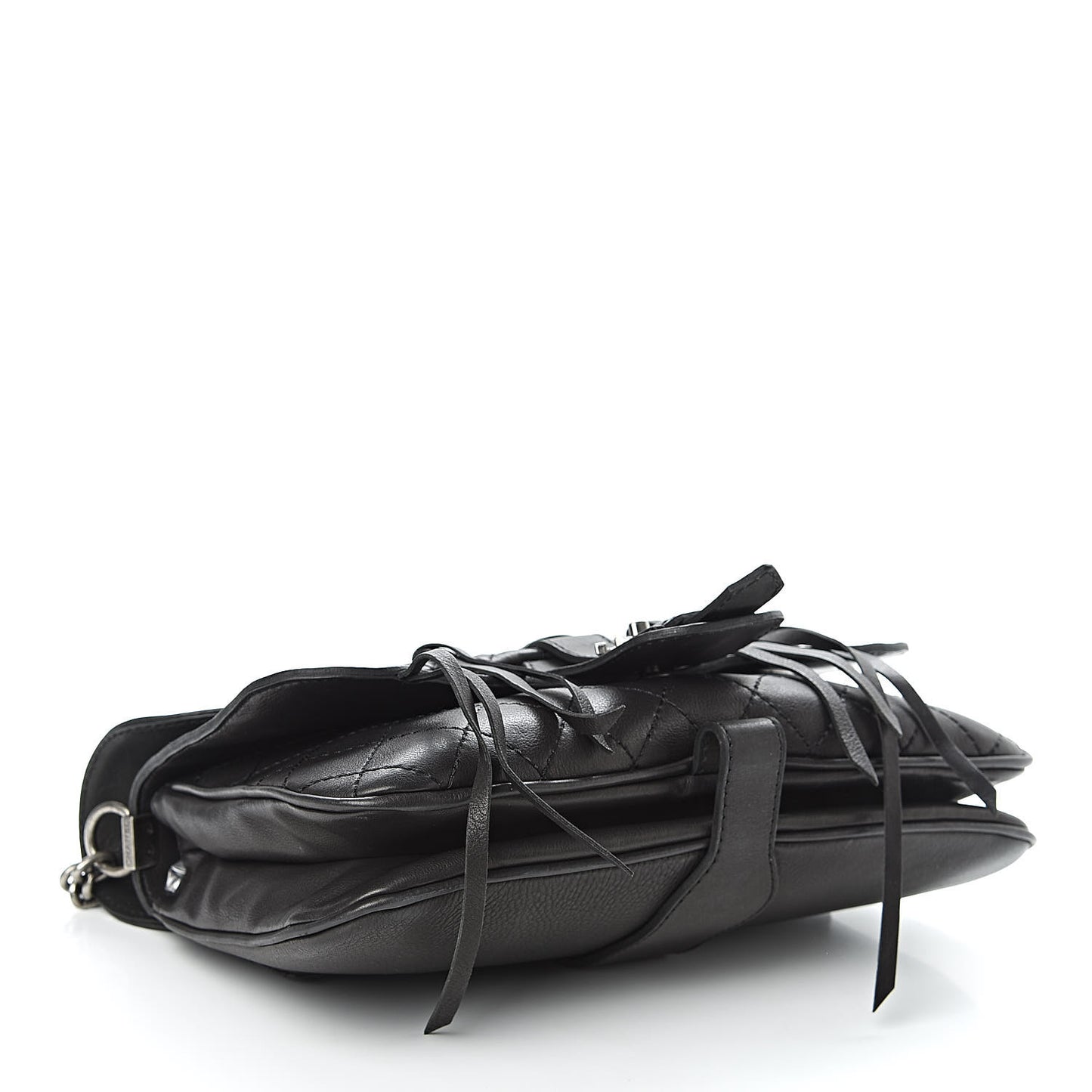 Calfskin Quilted Dallas Saddle Bag Black