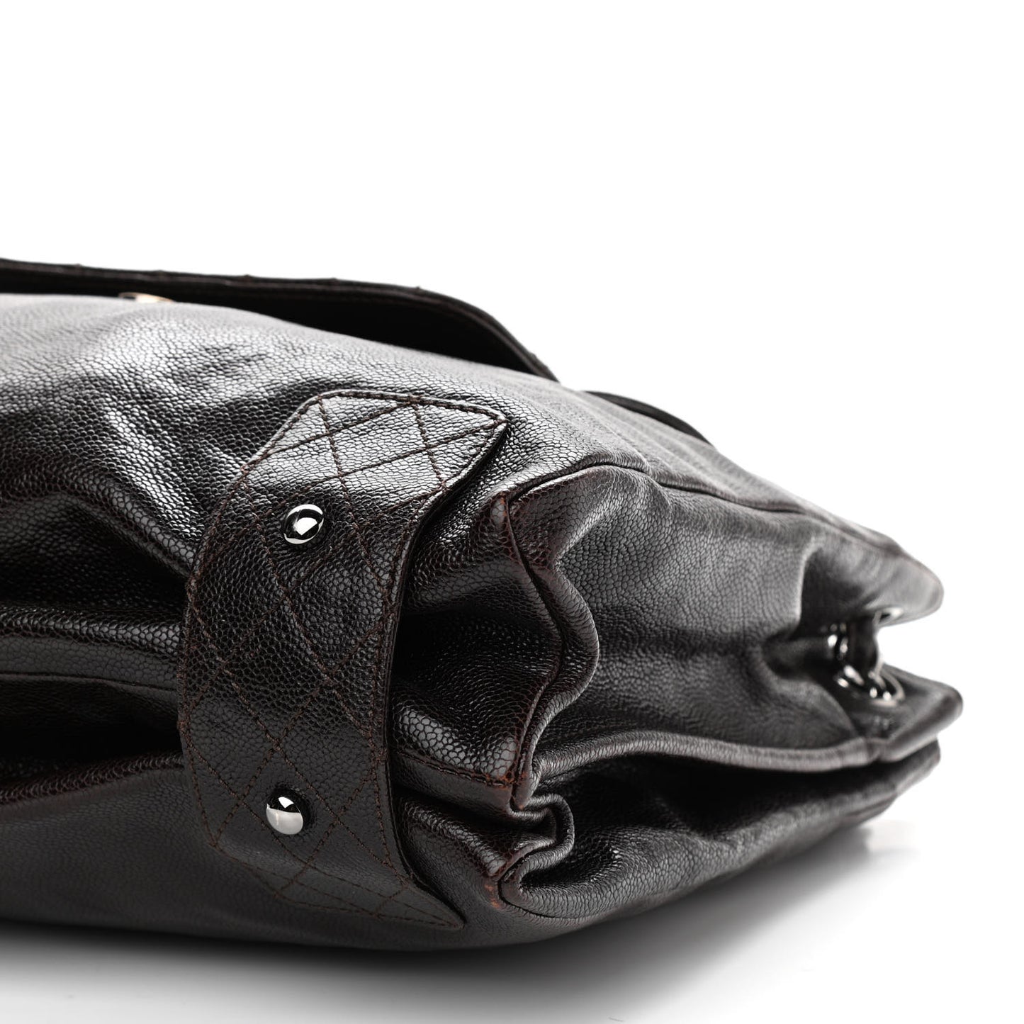 Glazed Caviar Pocket In The City Tote Dark Brown