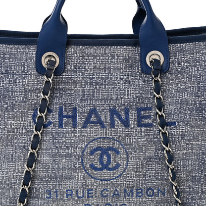 Chanel Woven Straw Raffia Medium Deauville Tote Blue 8 of 10