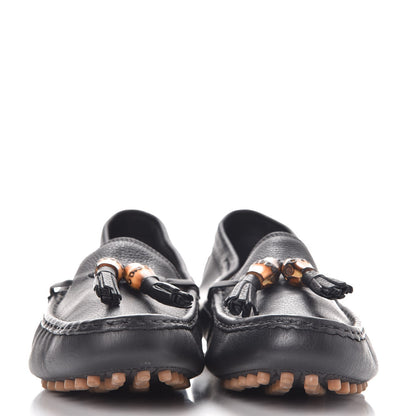 Gucci Hebron Calfskin Womens Bamboo Tassel Driver Loafers 39 Black 2 of 11