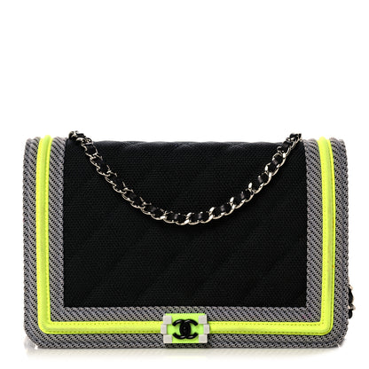 Chanel Canvas Quilted Small Fluo Boy Flap Black Grey Yellow 1 of 14