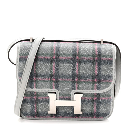 Hermes Swift Tartan Printed Constance 18 Bleu Glacier 1 of 12