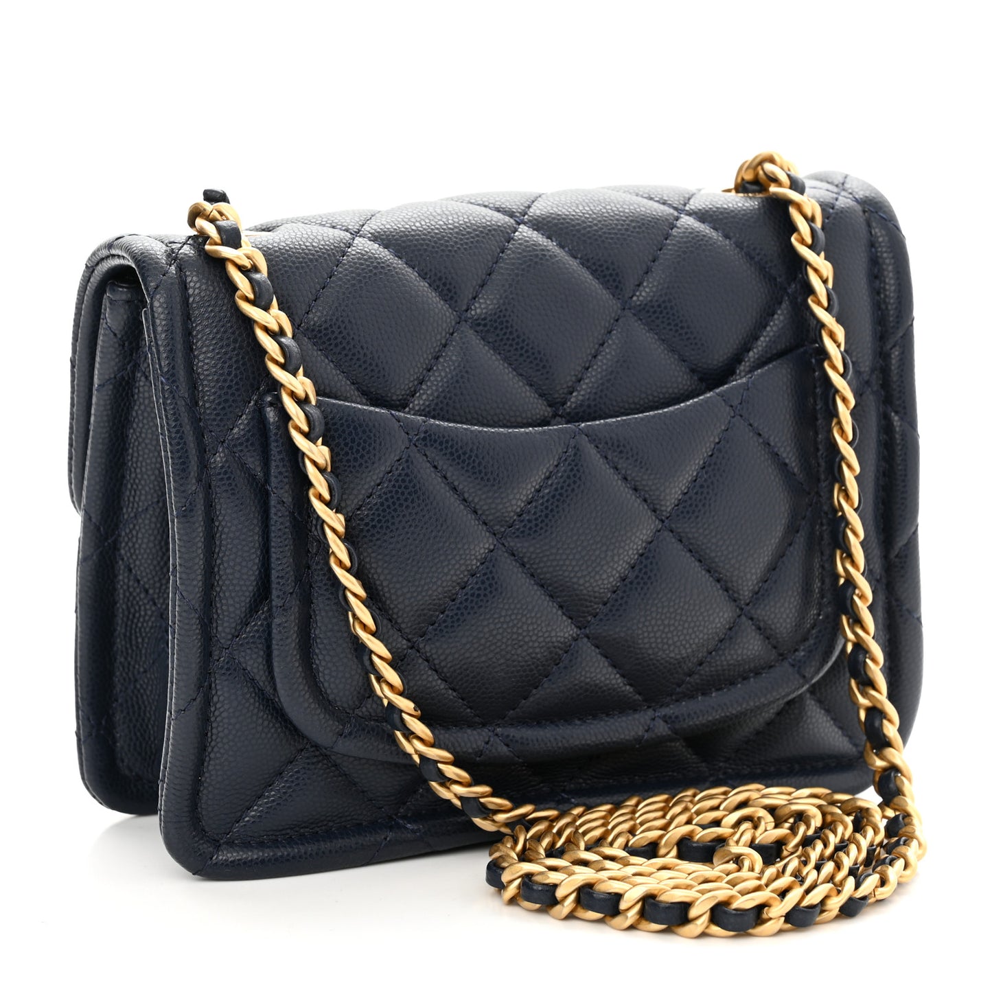 Caviar Quilted Mini Sweet Classic Flap Navy Blue