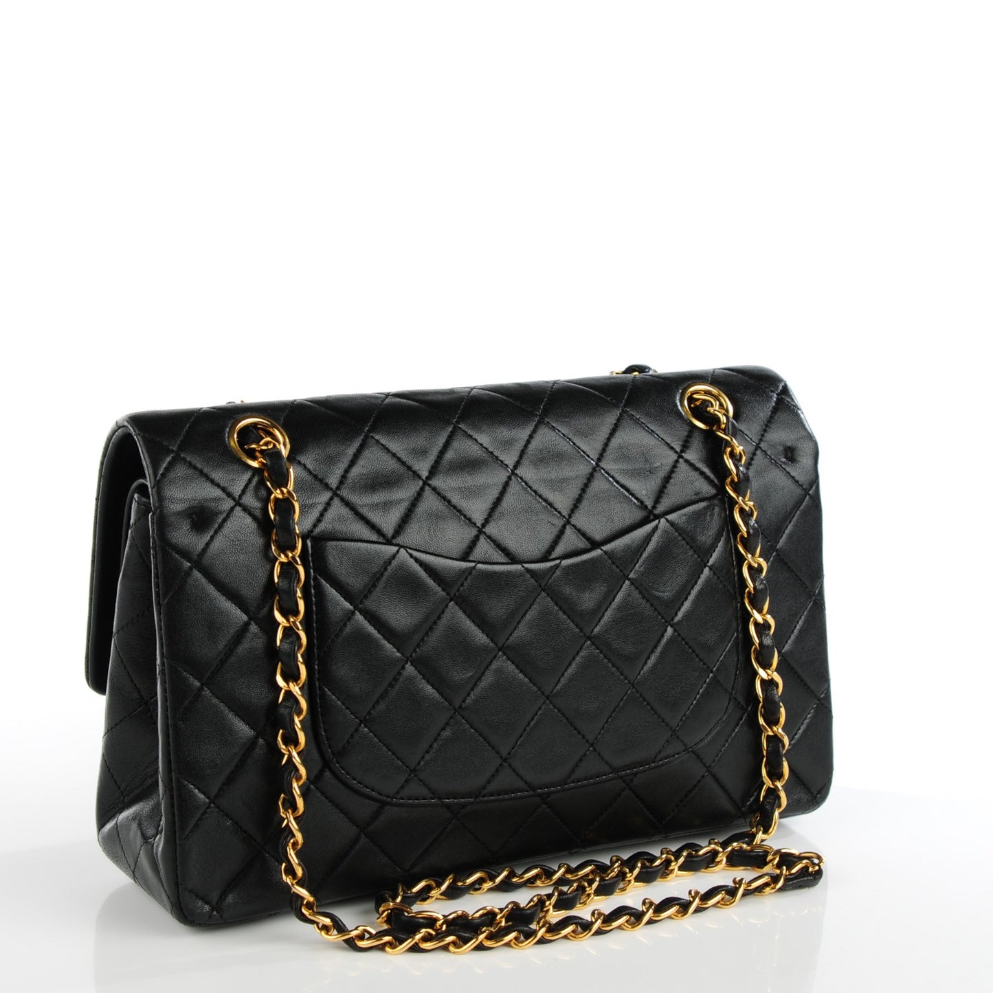 Lambskin Quilted Medium Double Flap Black