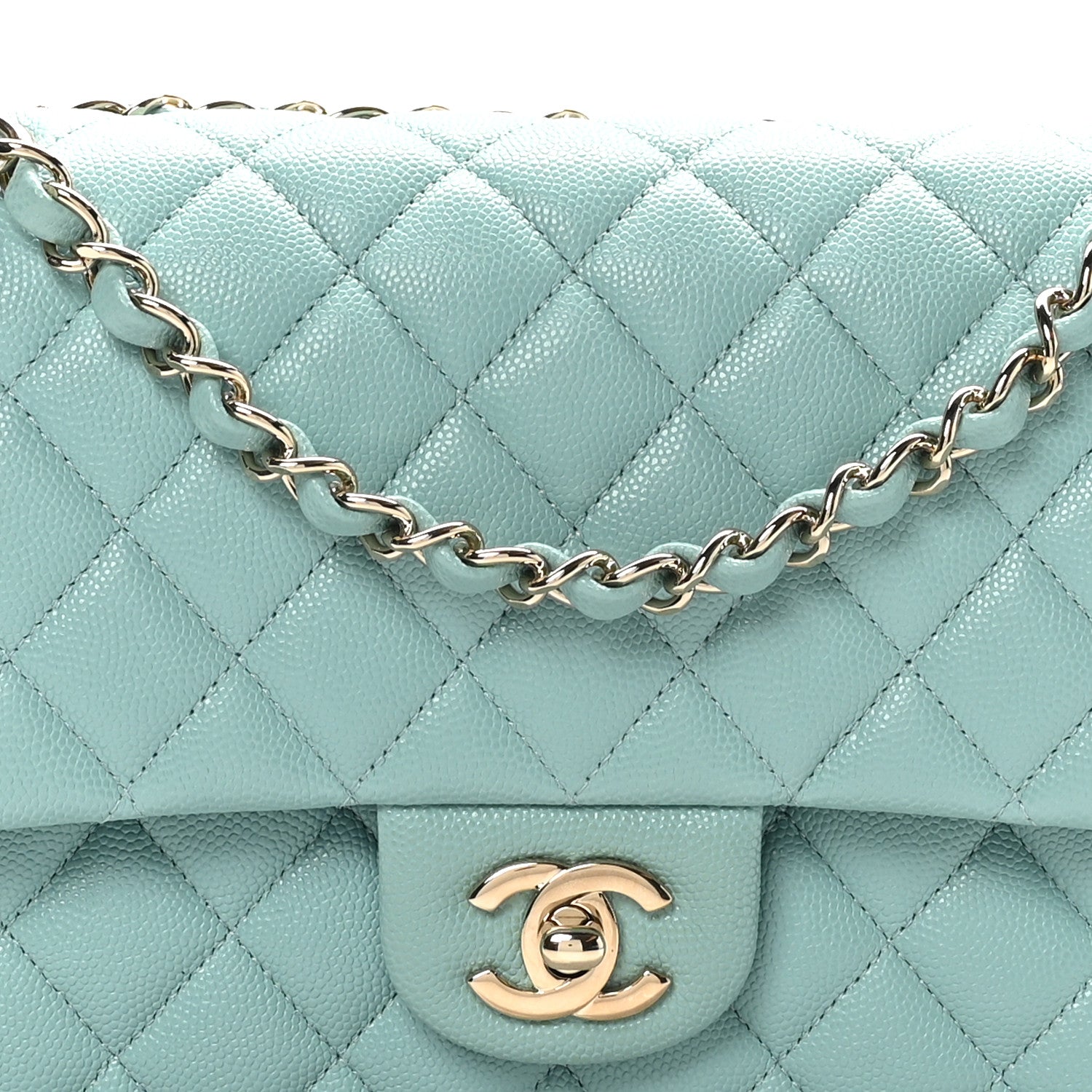 Chanel Caviar Quilted Medium Double Flap Light Blue 8 of 11