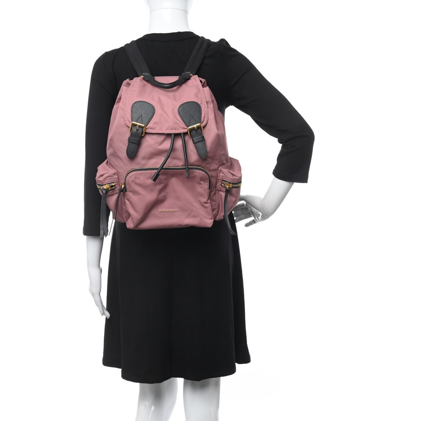 Nylon Medium Rucksack Backpack Mauve Pink
