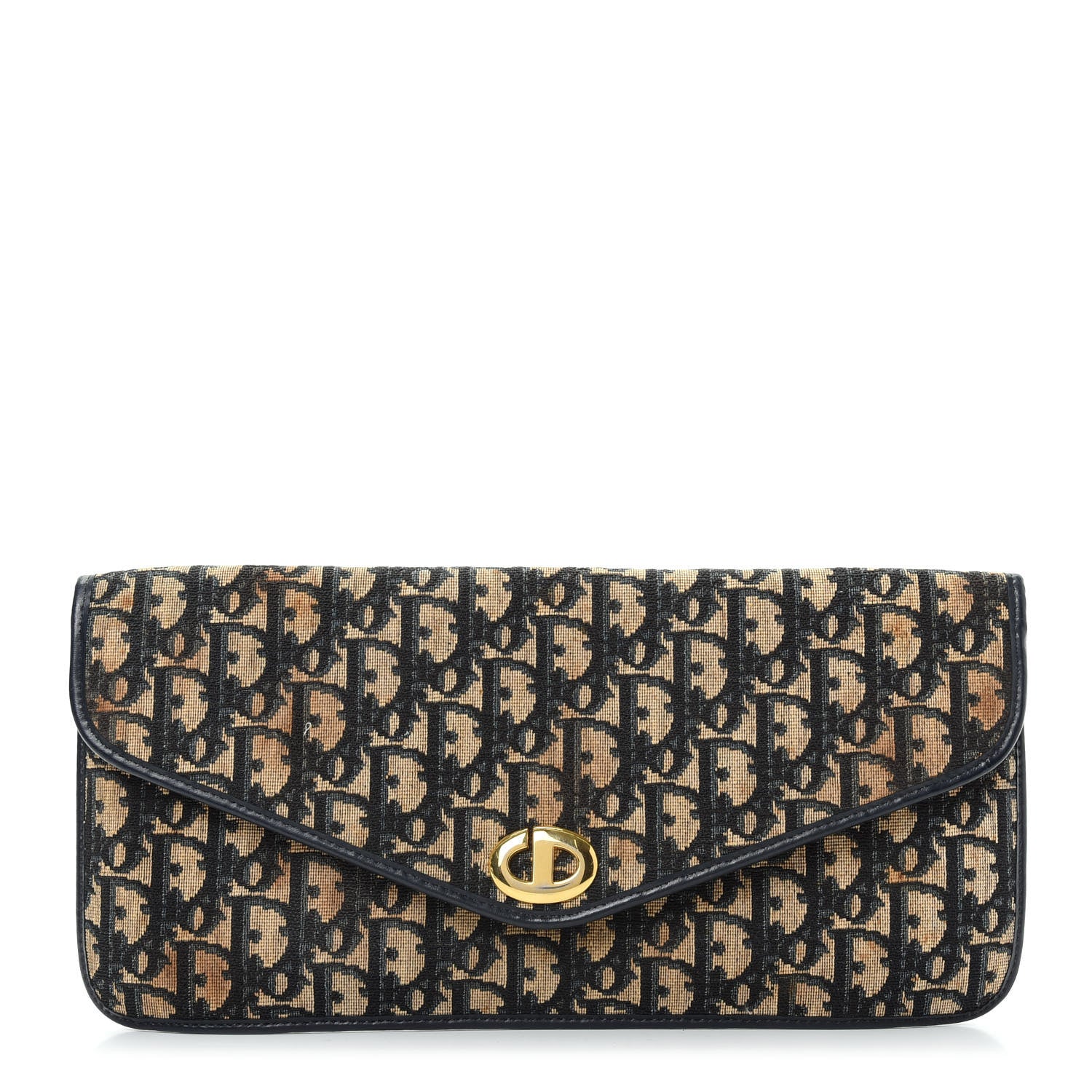 Christian Dior Monogram Envelope Flap Clutch Navy Blue 1 of 10