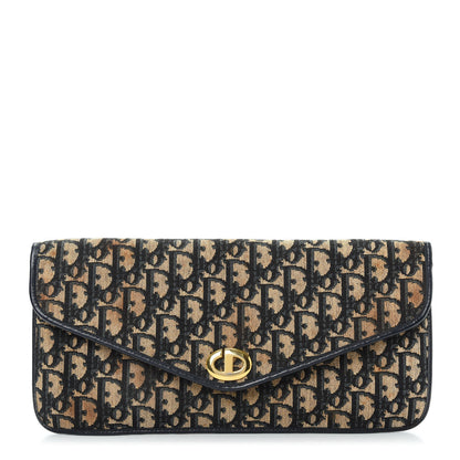Christian Dior Monogram Envelope Flap Clutch Navy Blue 1 of 10
