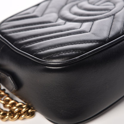 Gucci Calfskin Matelasse Small GG Marmont Chain Shoulder Bag Black 14 of 16