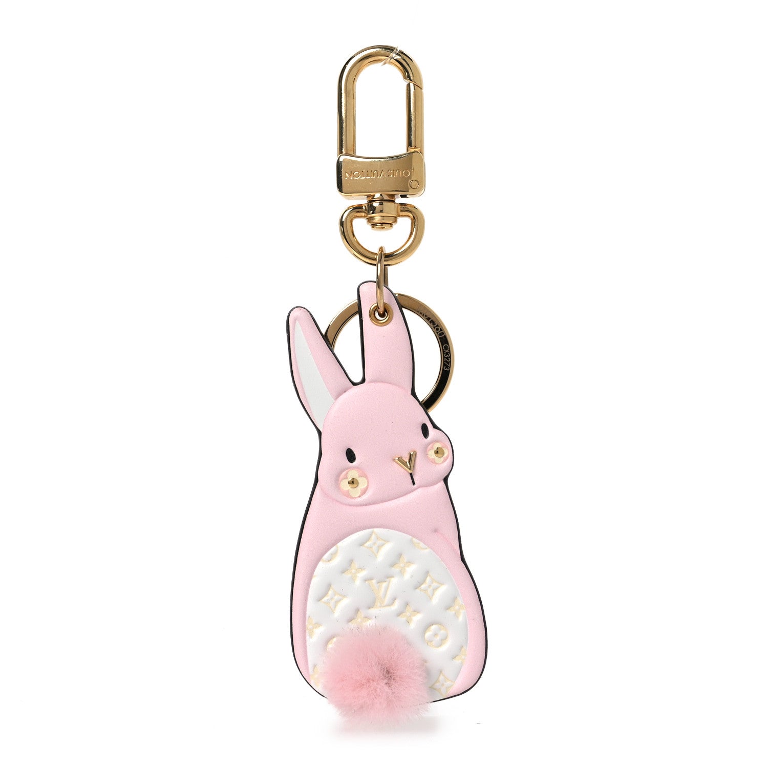 ウサギデザイン LVロゴ キーホルダー Louis Vuitton Calfskin Monogram LV Animals Bunny Bag Charm Key
