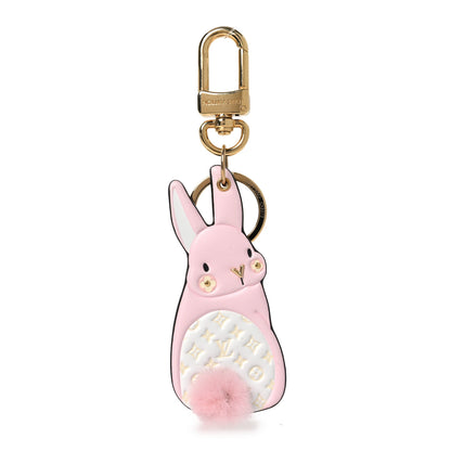 Louis Vuitton Calfskin Monogram LV Animals Bunny Bag Charm Key Holder Pale Pink 1 of 5