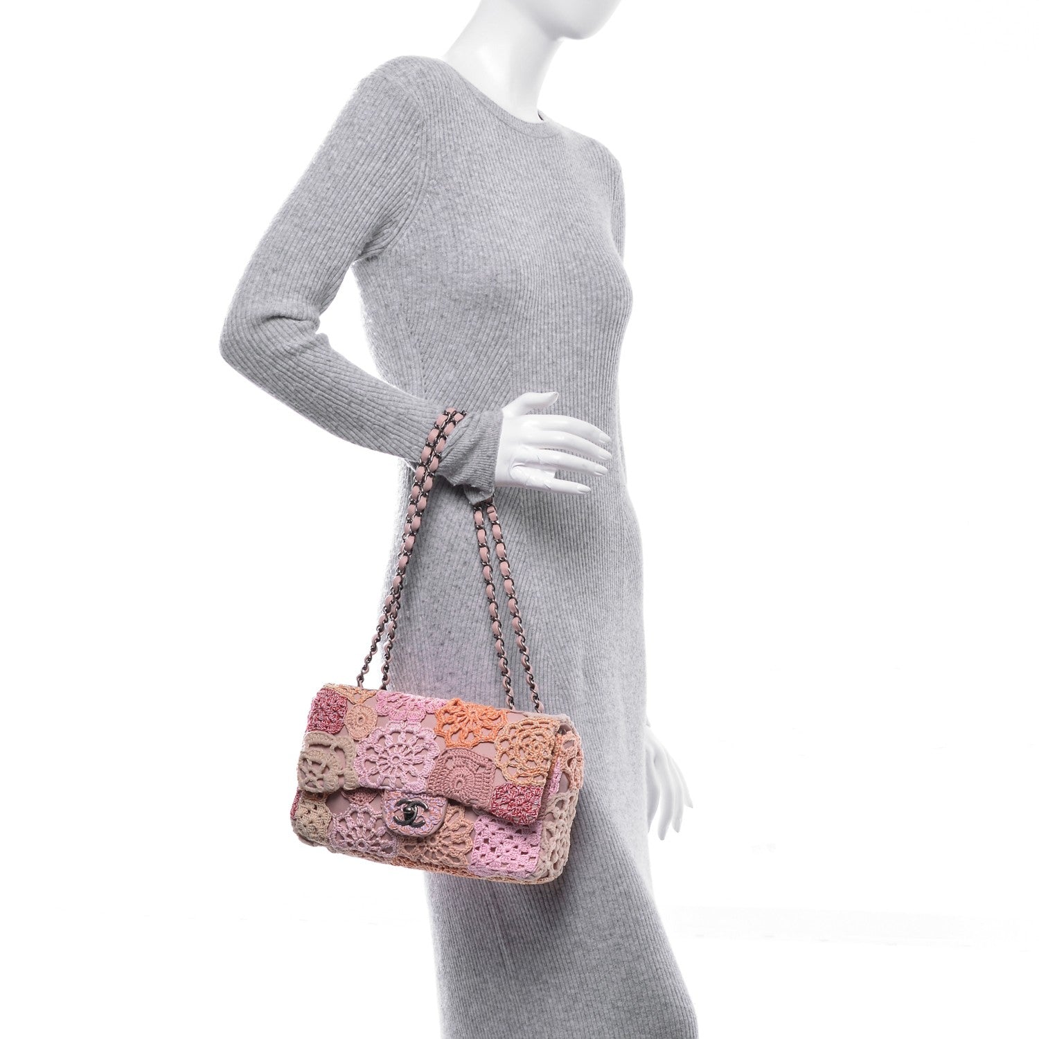 Chanel Lambskin Crochet Medium Single Flap Pink 2 of 8