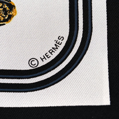 Hermes Silk Brides de Gala Nano Scarf 20 Black White Or 2 of 2