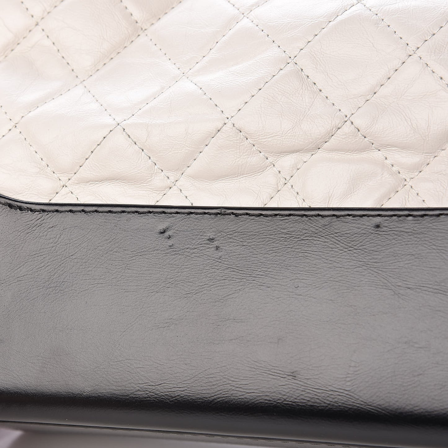 Aged Calfskin Quilted Medium Gabrielle Hobo Black White