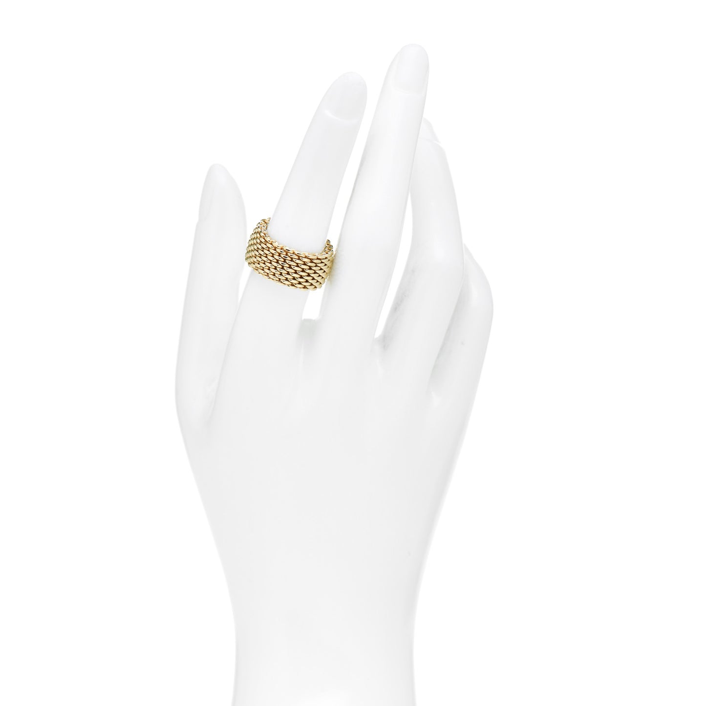 18K Yellow Gold Wide Somerset Mesh Ring 55 7.25