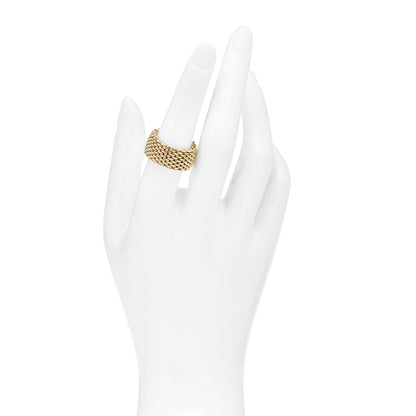Tiffany 18K Yellow Gold Wide Somerset Mesh Ring 55 7.25 2 of 4
