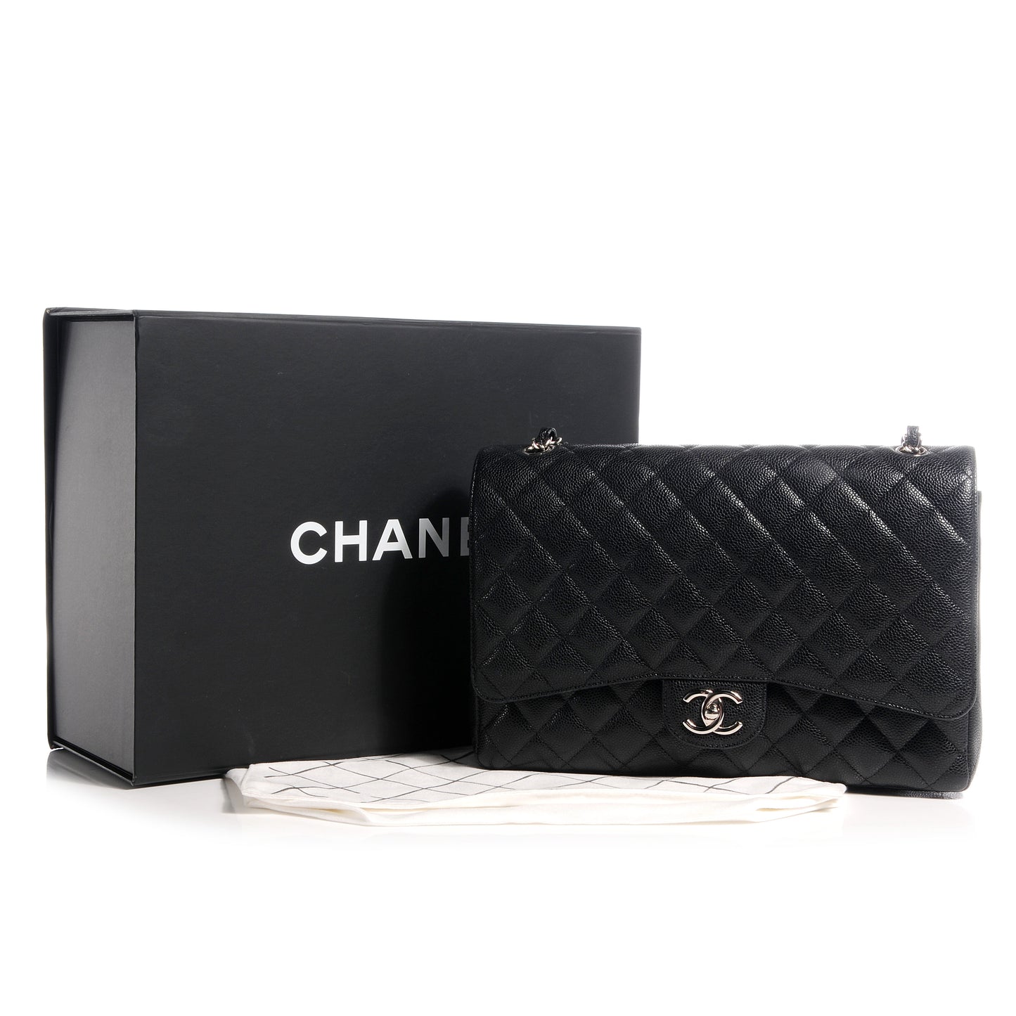 Caviar Quilted Maxi Double Flap Black