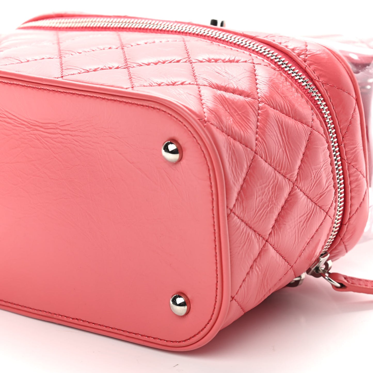 Crumpled Calfskin PVC Quilted Backpack Pink