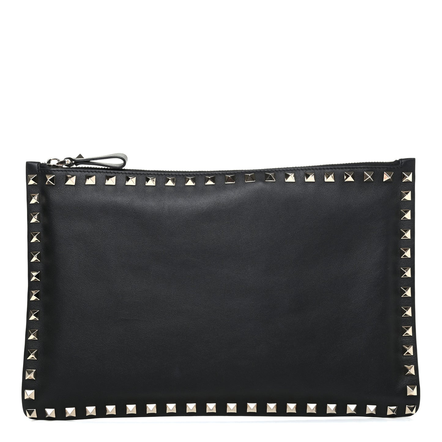 Vitello Large Rockstud Zip Pouch Black