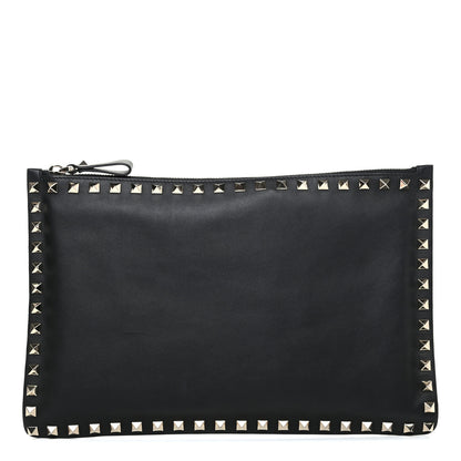 Valentino Garavani Vitello Large Rockstud Zip Pouch Black 1 of 7