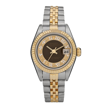 Rolex Stainless Steel 18K Yellow Gold Myriad Diamond 26mm Oyster Perpetual Datejust Watch Slate Roman 79173 1 of 4