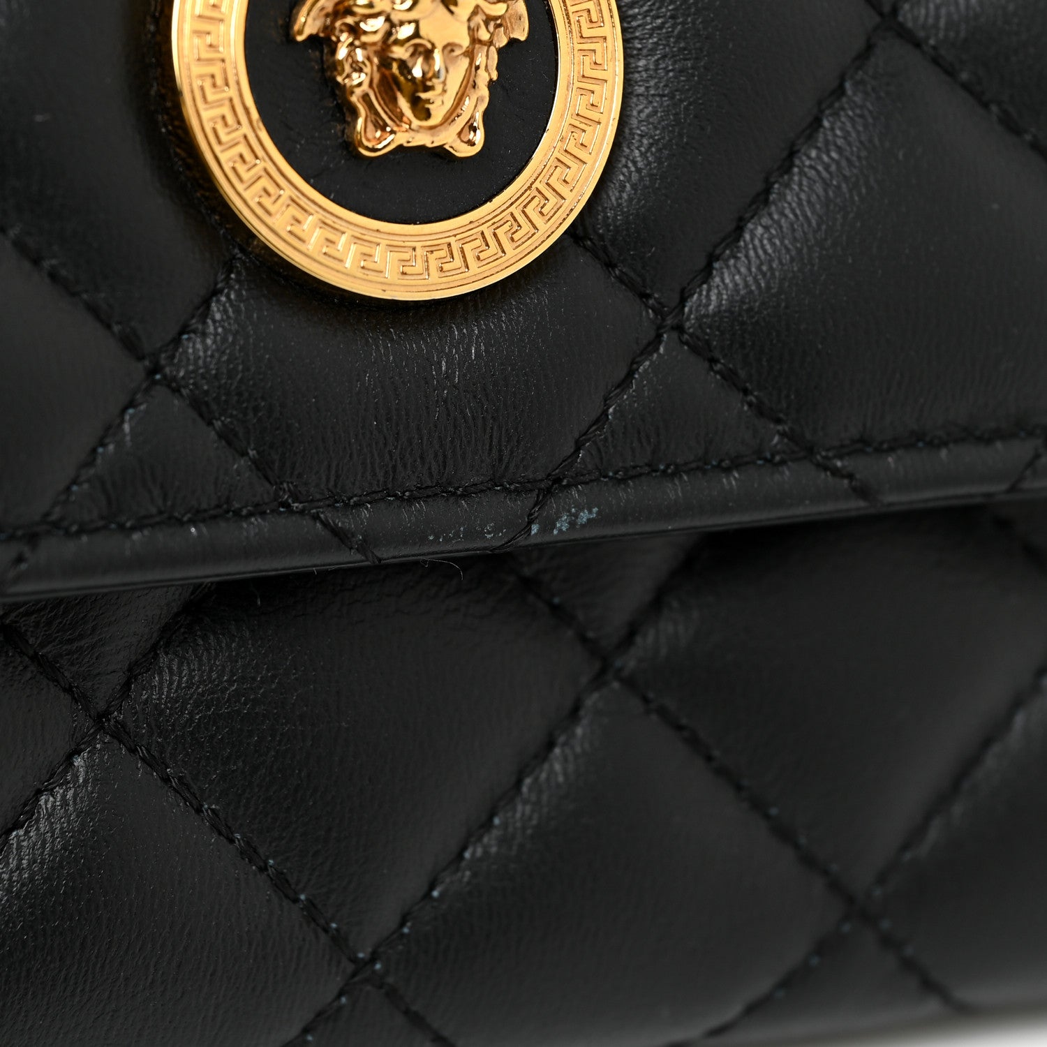 Versace Lambskin Quilted Medusa Wallet On Chain Crossbody Black 21 of 23