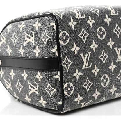 Louis Vuitton Denim Monogram Jacquard Speedy Bandouliere 25 Black 8 of 9