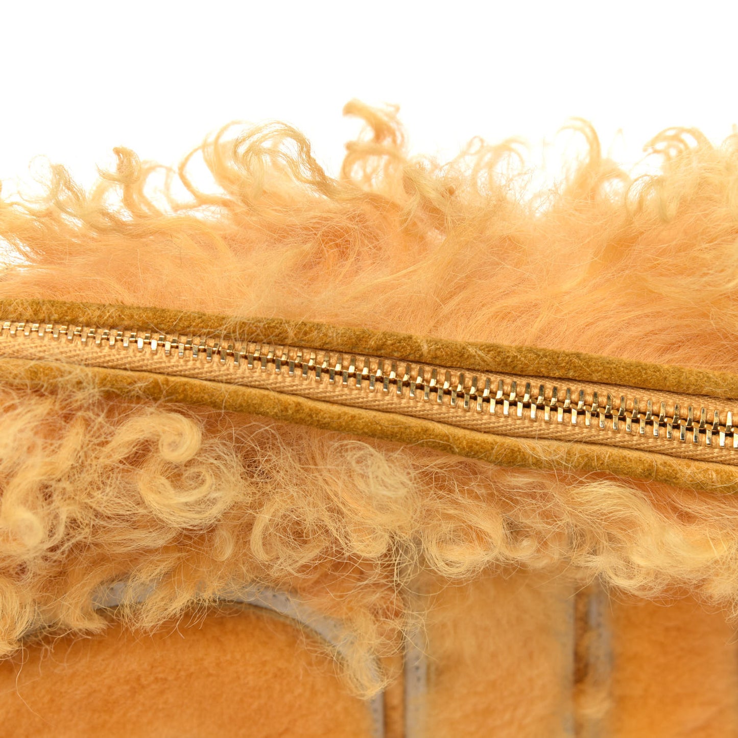 Shearling Logo Chain Pouch Yellow