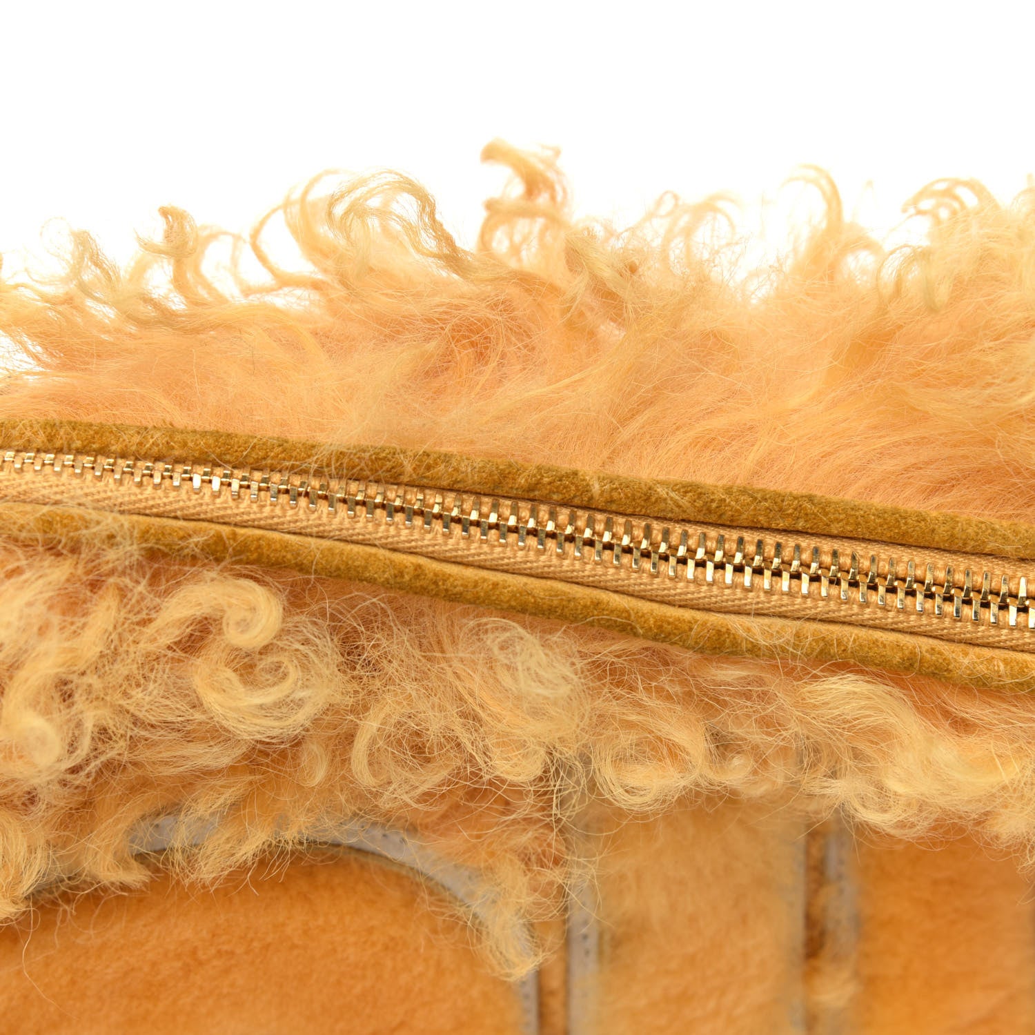 Miu Miu Shearling Logo Chain Pouch Yellow 5 of 5