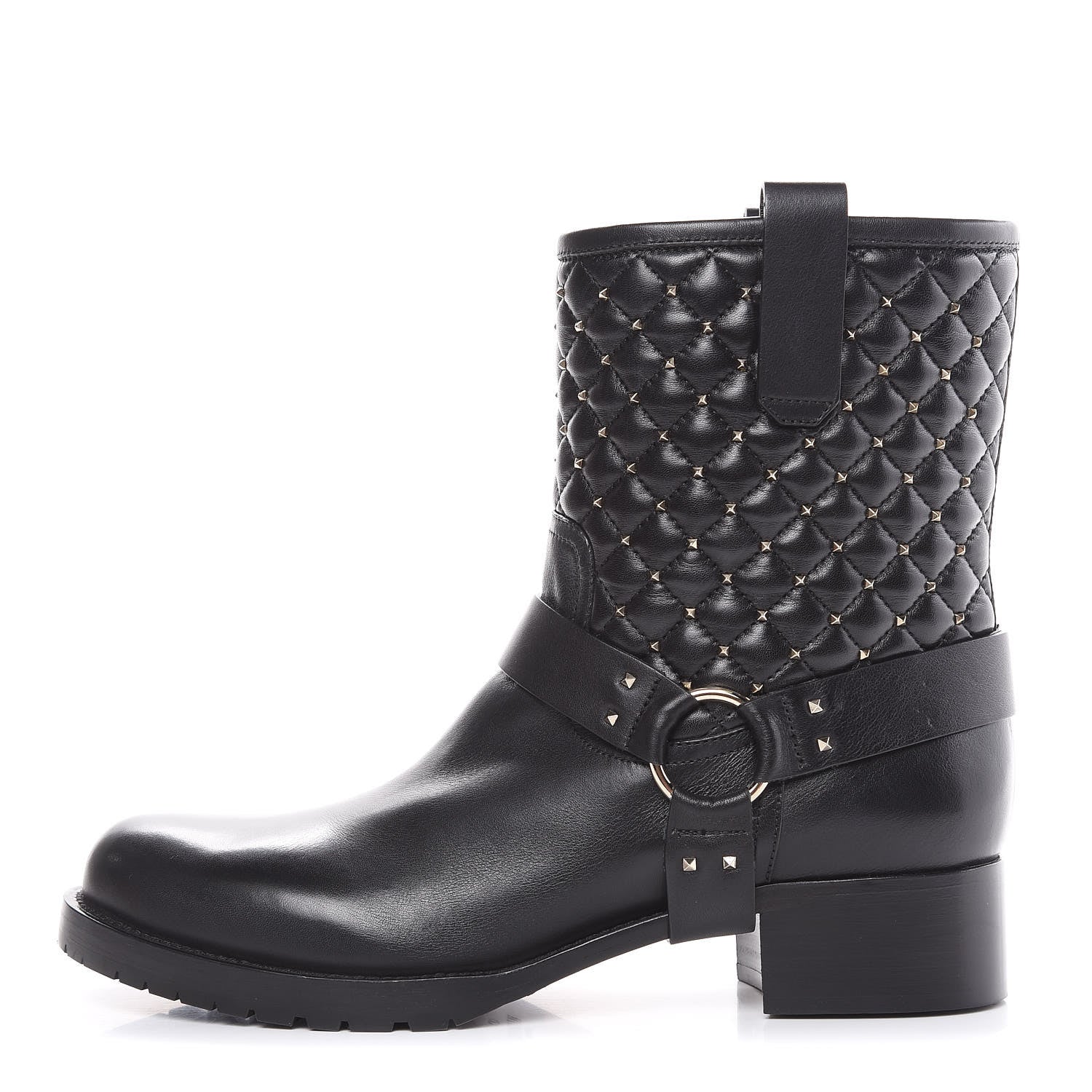 Valentino Garavani Calfskin Nappa Rockstud Spike 20mm Biker Boots 41 Black 1 of 10