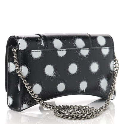 Balenciaga Shiny Box Calfskin Polka Dot Hourglass Chain Bag Black White 3 of 12