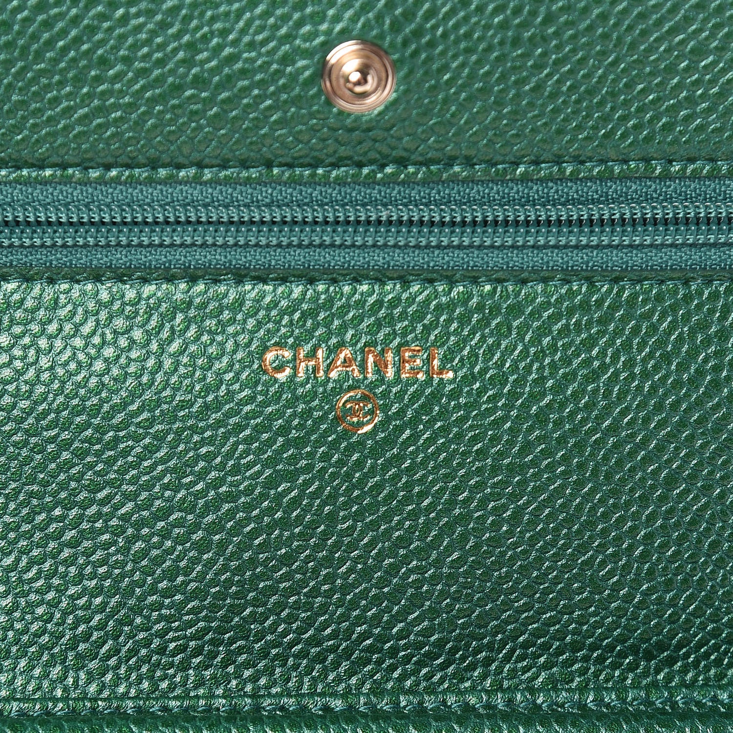 Chanel Metallic Caviar Quilted Wallet On Chain WOC Green 6 of 12