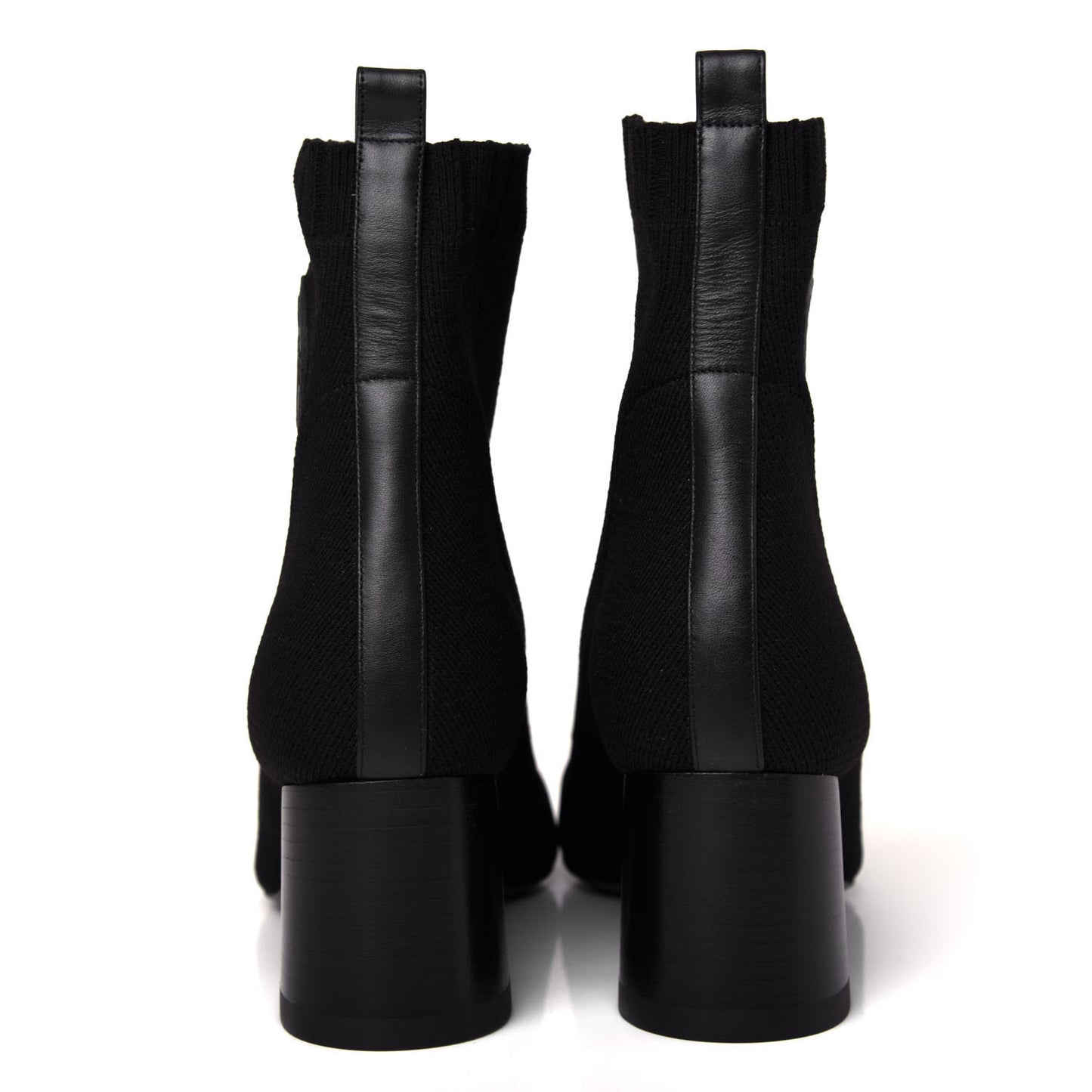 Knit Calfskin Volver Ankle Boots 36 Black