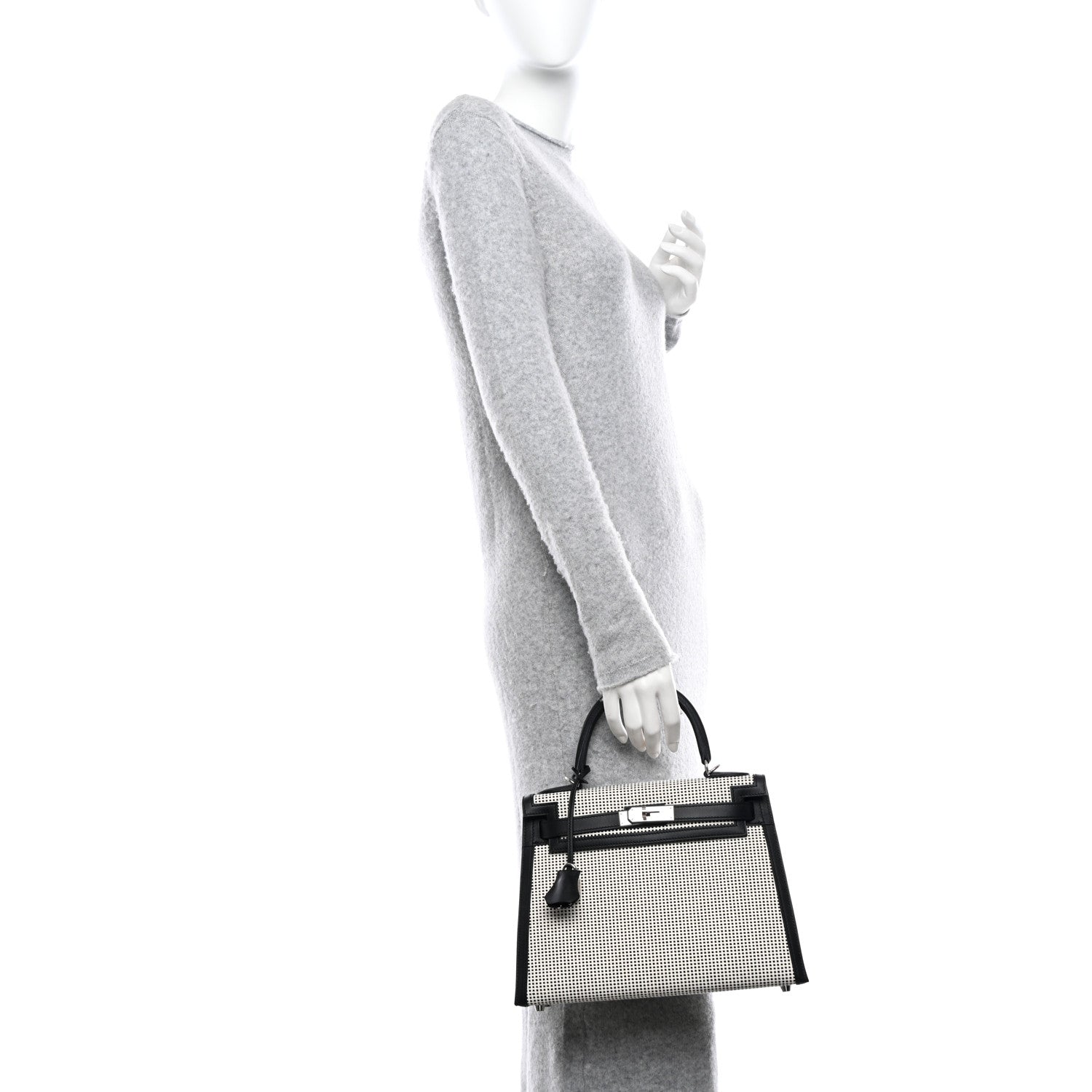 Hermes Toile Quadrille Swift Kelly Sellier 28 Ecru White Black 2 of 13